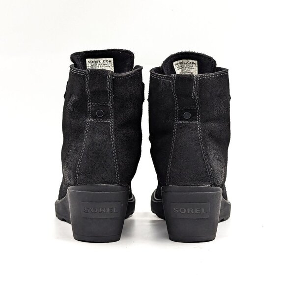 Sorel Women Toronto Black Suede Lace-up Wedge Ankle Boots size 9 - Picture 4 of 11